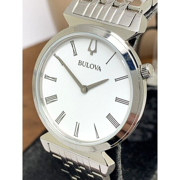 Bulova Women's Watch 96L275 Roman Numeral White Dial Silver Steel Quartz…